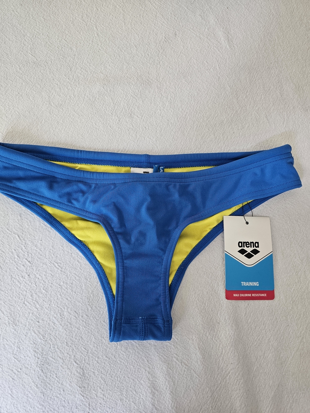 NWT Arena Rulebreaker Desire Training Bikini Bottom Blue Yellow Size 32